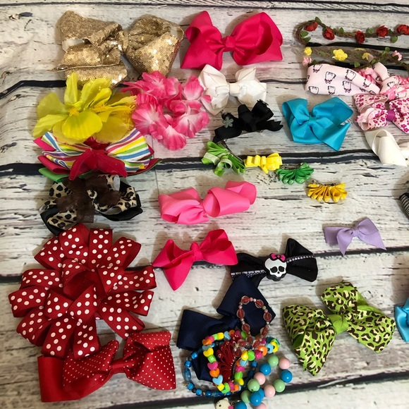 Random bows and bracelet lot for girls accessories ready for school multicolor - Picture 2 of 9